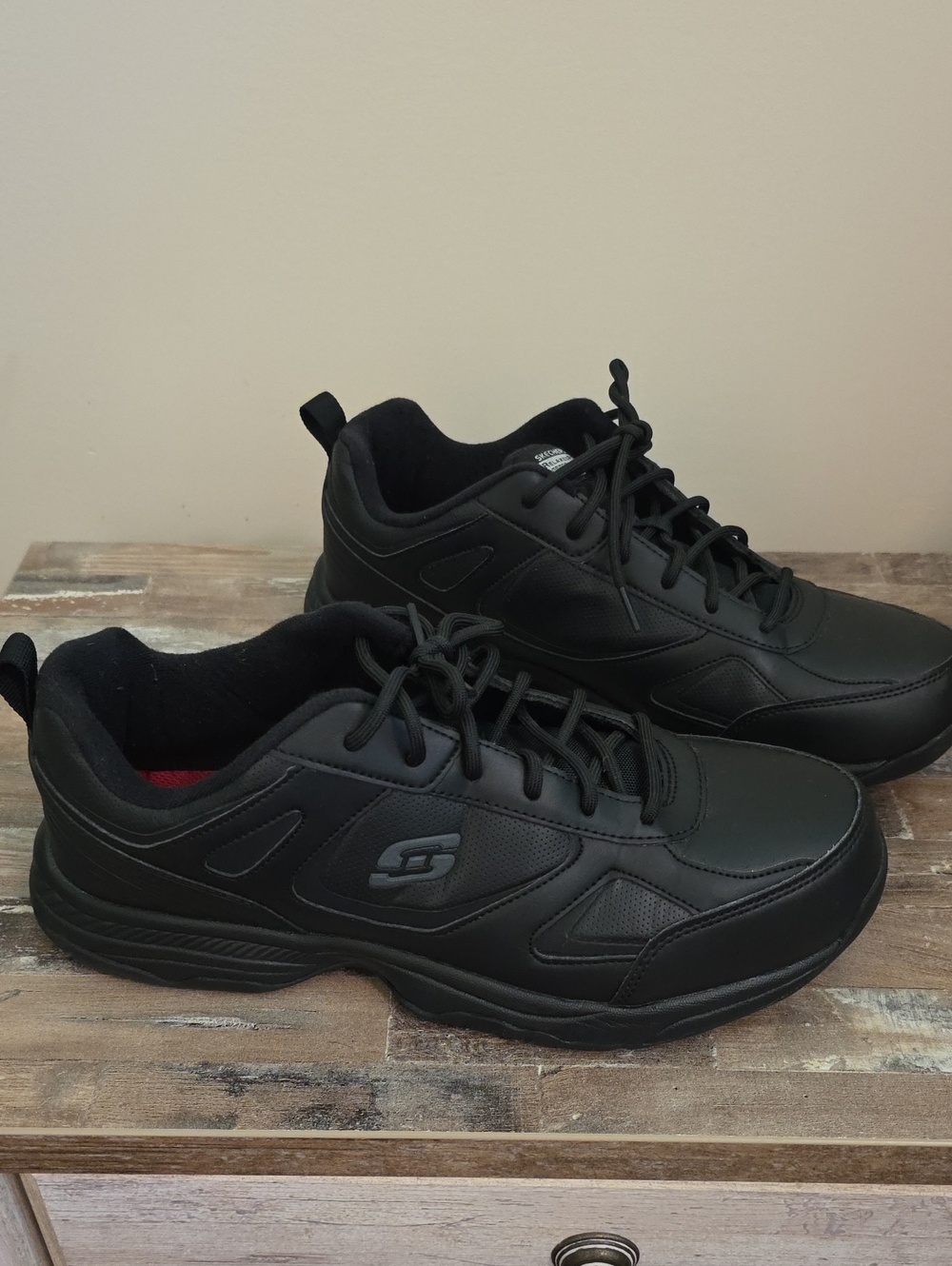 Skechers Men’s Black Slip Resistant Memory Foam Work Sneakers